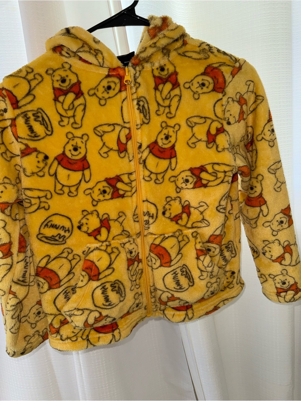 Winnie the Pooh Plush Hooded Zip Jacket - Yellow girls 10/12
